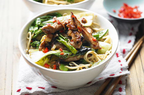 A speedy stir-fry makes the perfect midweek meal in a hurry. Try this simple pork stir-fry with colourful veg, fresh chilli and sesame-dressed noodles for a fast crowd-pleasing meal.